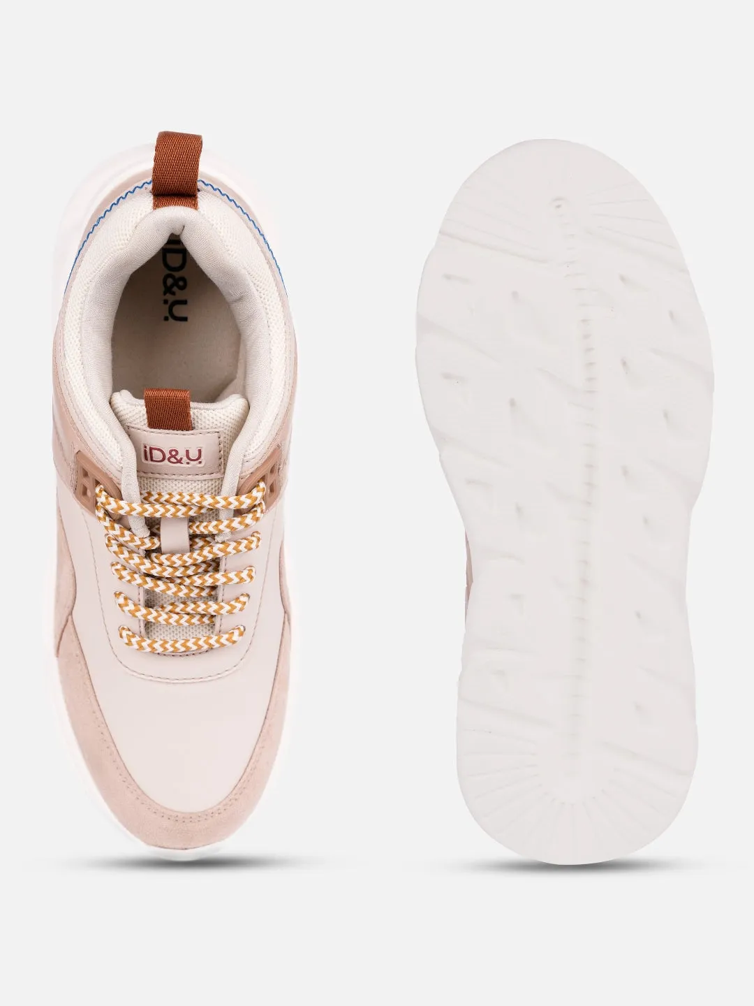 Sporty Look CanvasUpper Women's Nude Cream All Seasons Wearing Sneakers (IU1005)