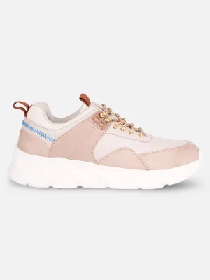 Boosted style Wide fit Women's Nude Cream All Seasons Wearing Sneakers (IU1005)