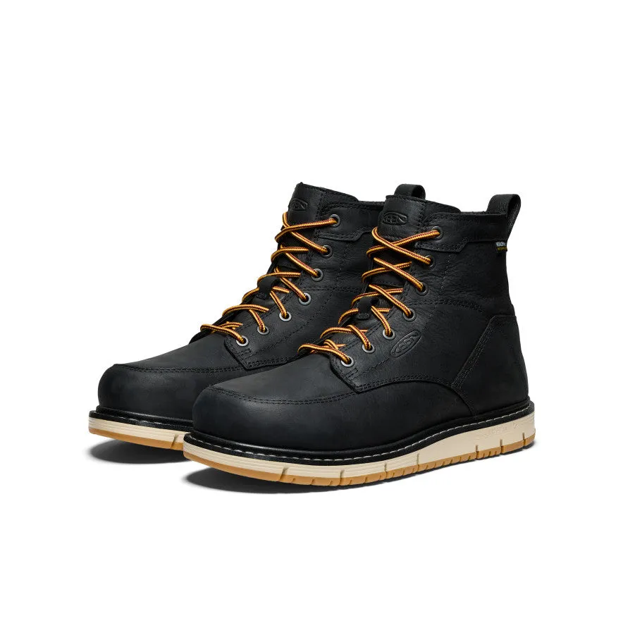 Comfortable Tongue Men's San Jose 6" Waterproof Boot (Aluminum Toe)  |  Black/Gum