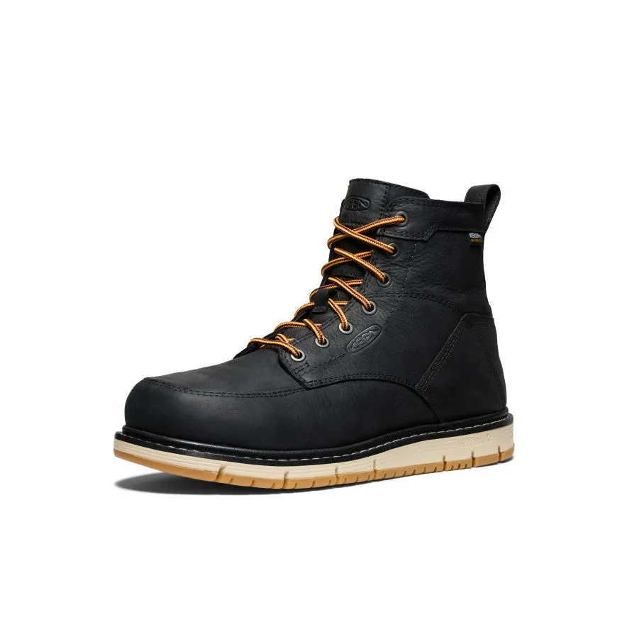 Comfortable For Walks Cushioned Insole Men's San Jose 6" Waterproof Boot (Aluminum Toe)  |  Black/Gum