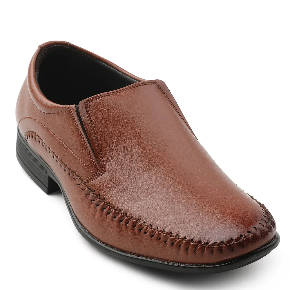 Heel Pad Fortune Tan Formal Non Lacing Moccasin Shoes For Men HML-18E By Liberty