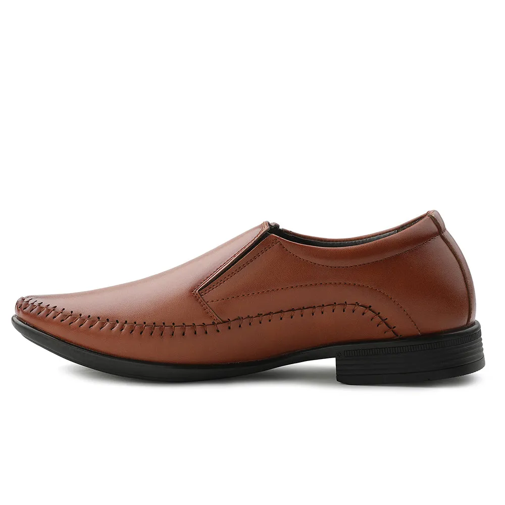 Crisp Look Fortune Tan Formal Non Lacing Moccasin Shoes For Men HML-18E By Liberty