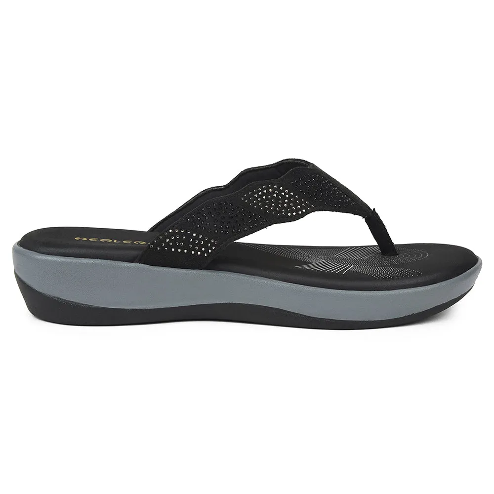 Healers Black Casual Slipper For Women JJL-13 By Liberty Sole Soft