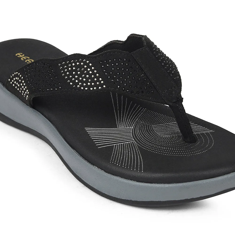 Airport Easy Healers Black Casual Slipper For Women JJL-13 By Liberty