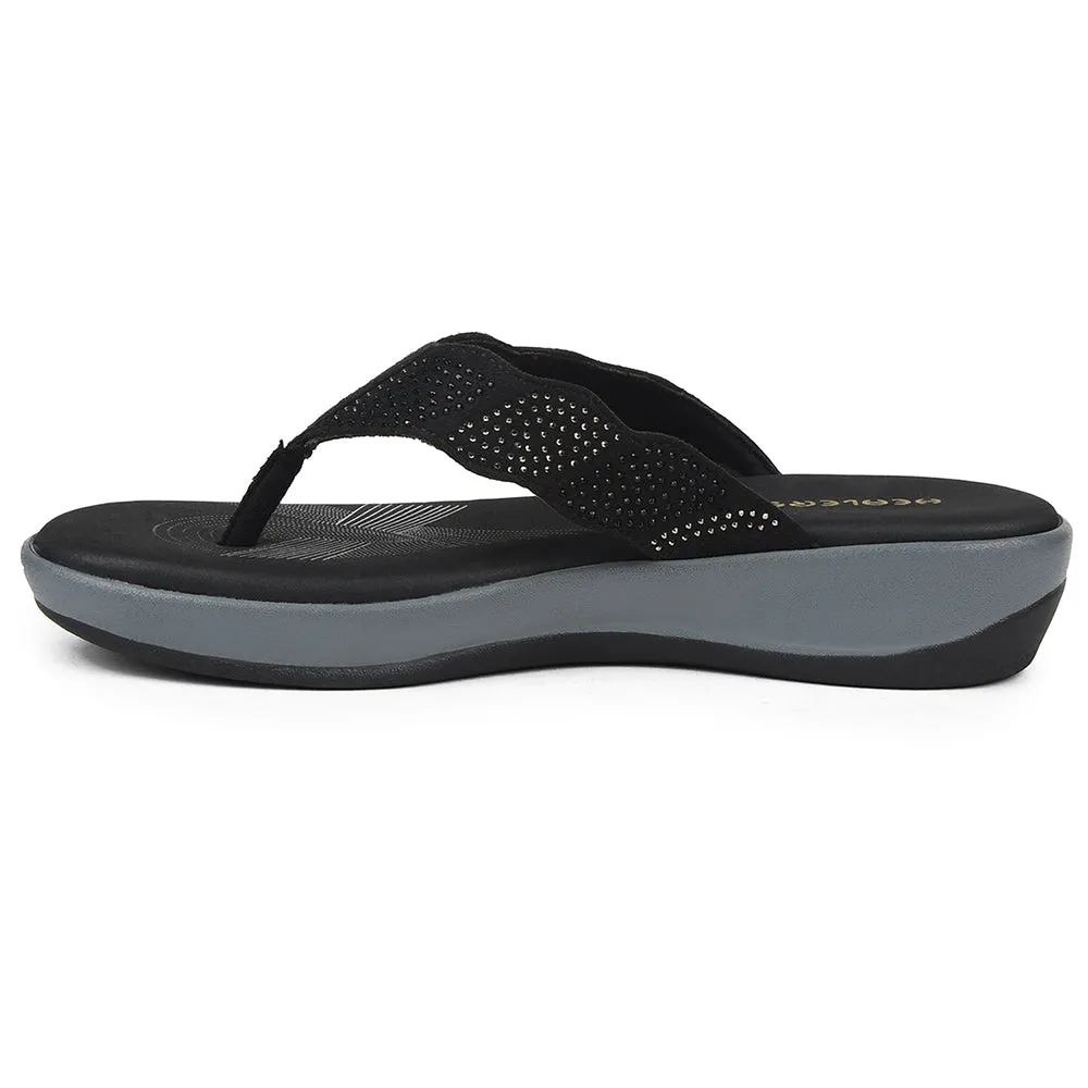 Rock Guard Supportive structure Healers Black Casual Slipper For Women JJL-13 By Liberty