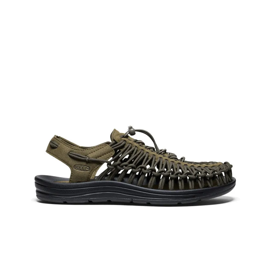 Calm Tones Ventilated Collar Design Men's UNEEK Sneaker  |  Dark Olive/Black