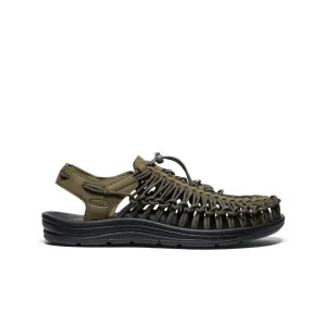 Calm Tones Ventilated Collar Design Men's UNEEK Sneaker  |  Dark Olive/Black