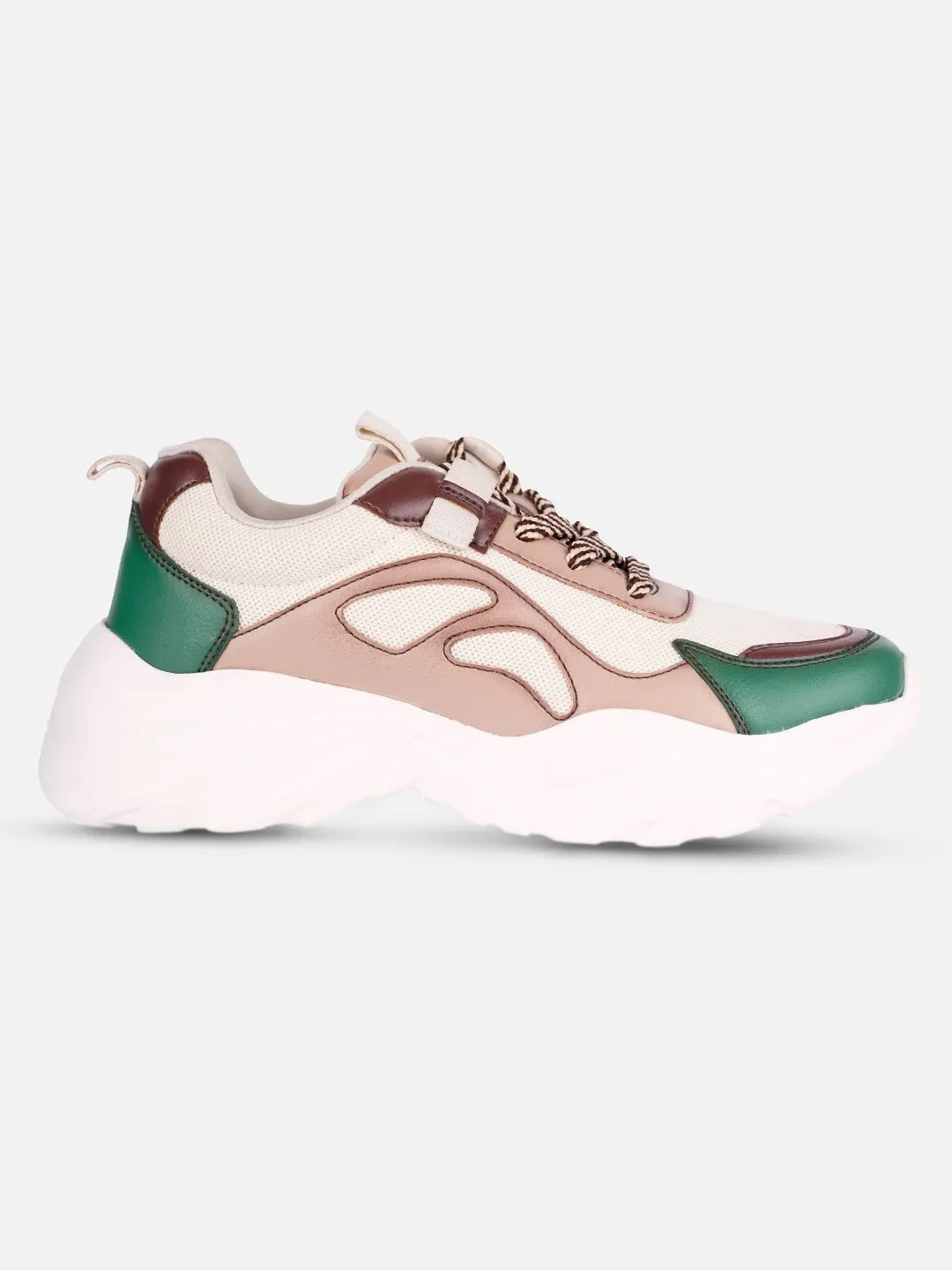 Flex Notch Women's Beige/Green All Seasons Wearing Sneakers (IU1001)