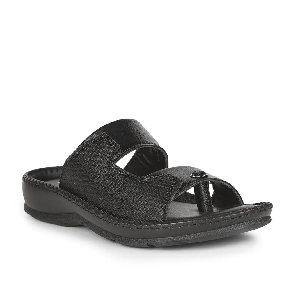 Coolers Casual (Black) Slippers For Men AVN-21 By Liberty slow walk Comfort Outsole