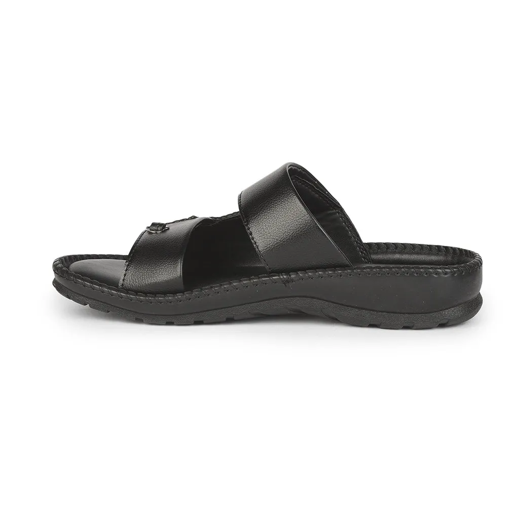 Coolers Casual (Black) Slippers For Men AVN-21 By Liberty All Weather Urban Walkers