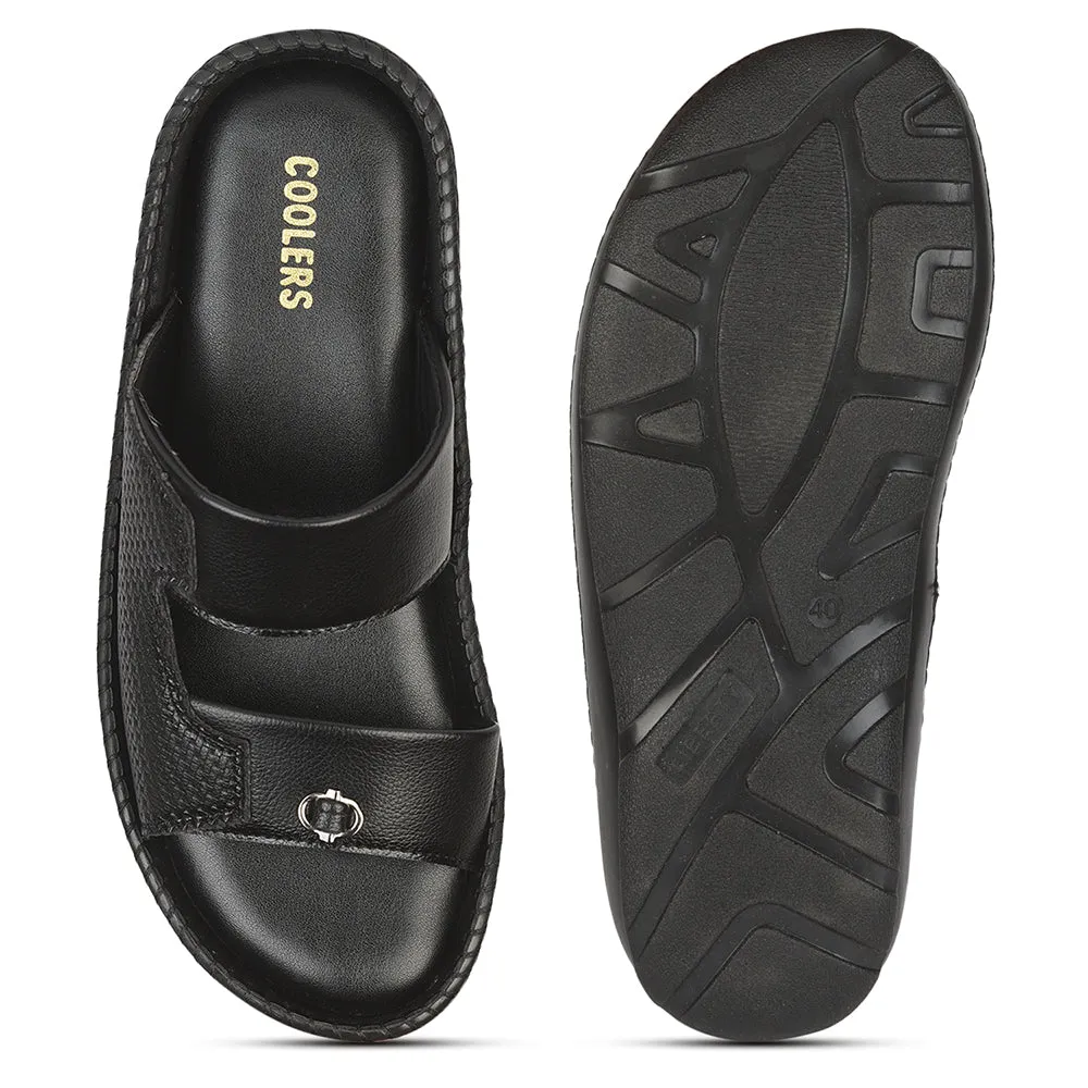 Coolers Casual (Black) Slippers For Men AVN-21 By Liberty Refined Edge Lightweight Design