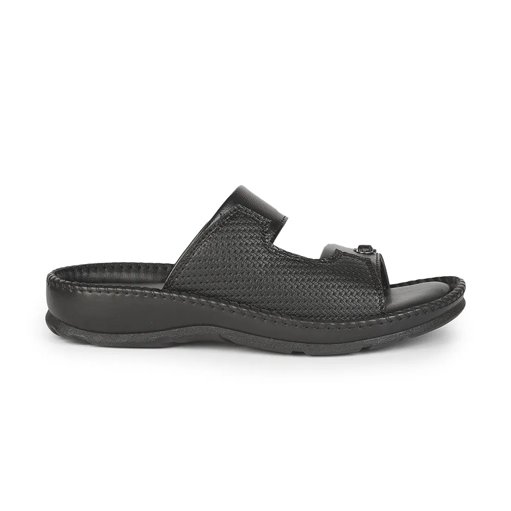 Coolers Casual (Black) Slippers For Men AVN-21 By Liberty Toe Protection