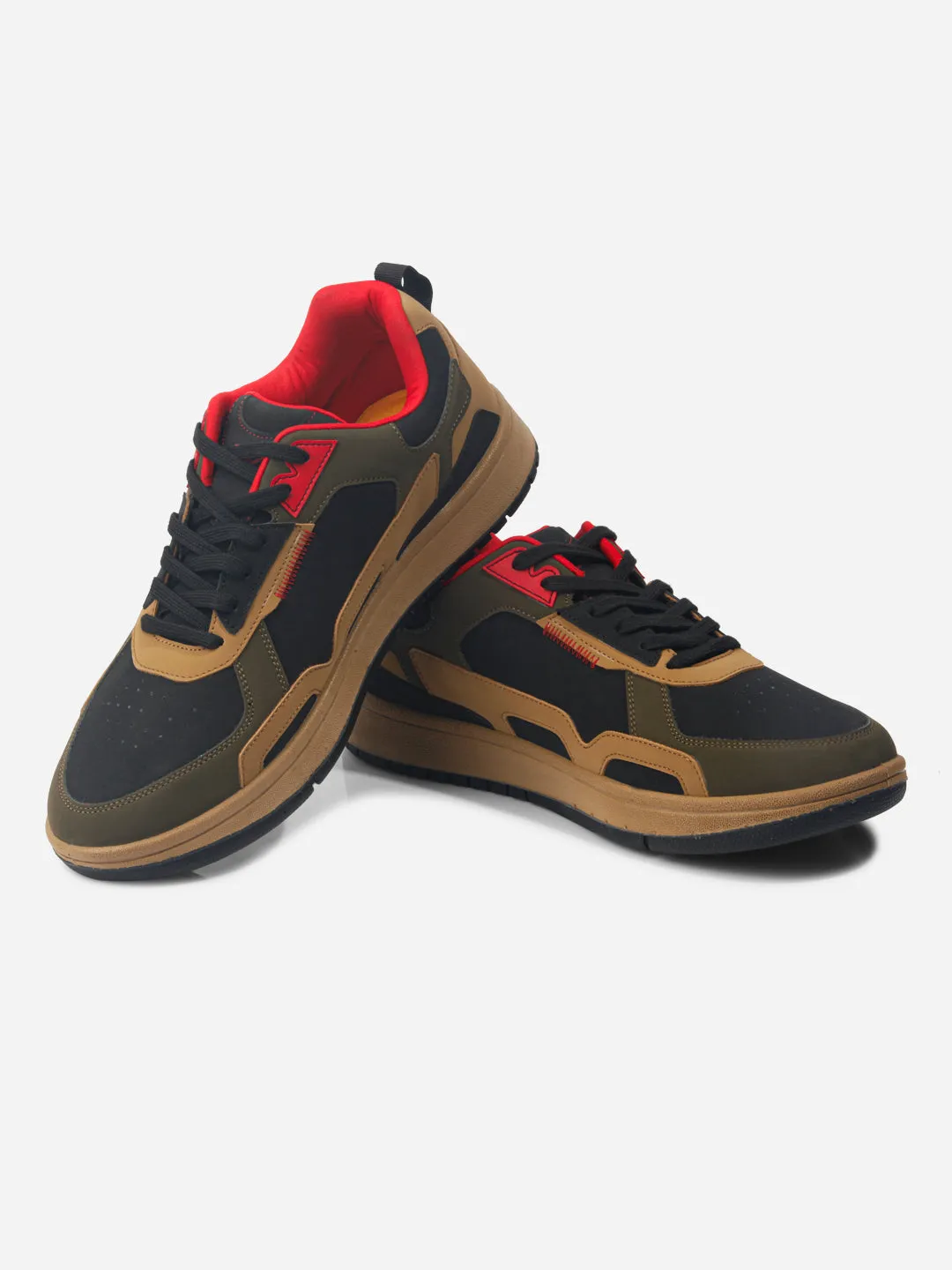Men's Black Olive Lace Up Sneakers (IX6012) Sneaker Deals Smooth stride