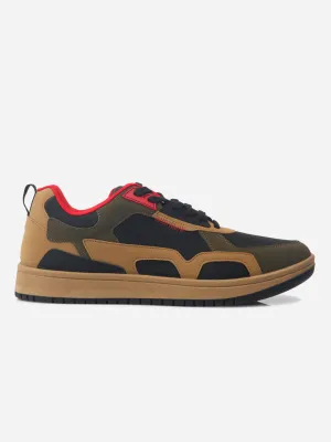 Men's Black Olive Lace Up Sneakers (IX6012) Vegan Material Option Dynamic Support Frame