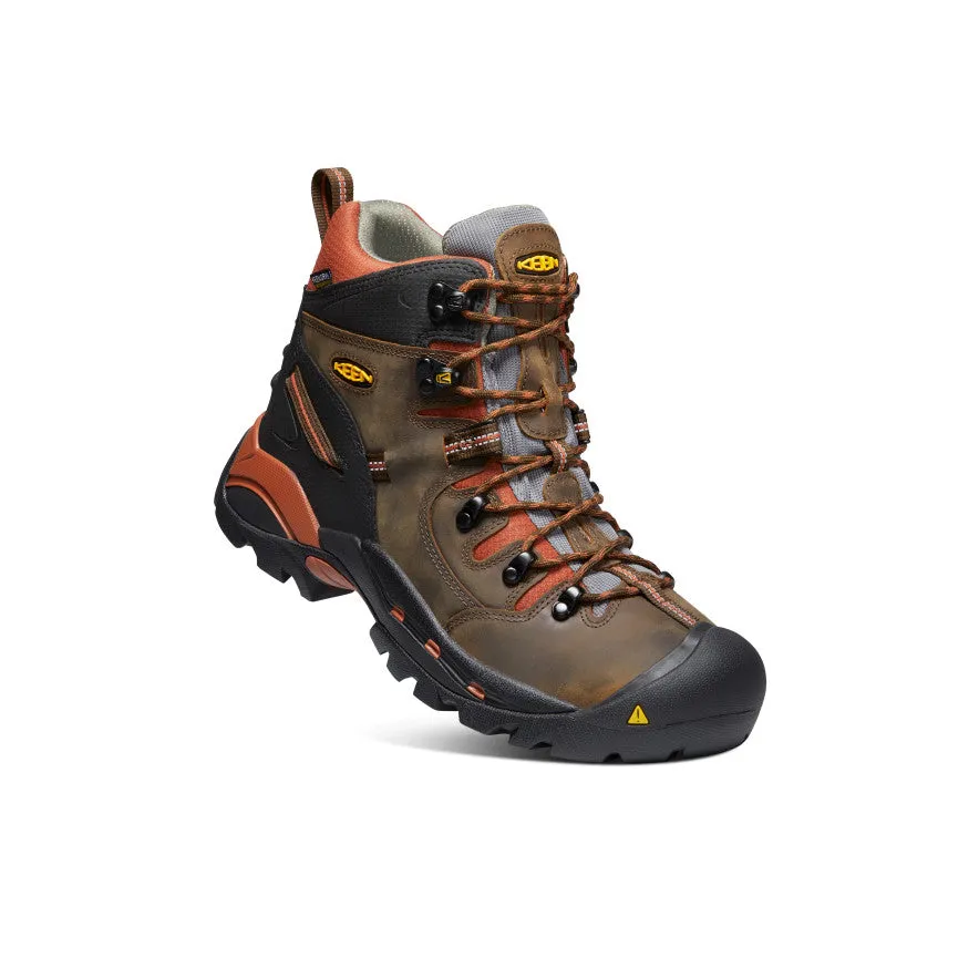 Wedge Sole Men's Pittsburgh 6" Waterproof Boot (Soft Toe)  |  Cascade Brown/Bombay Brown