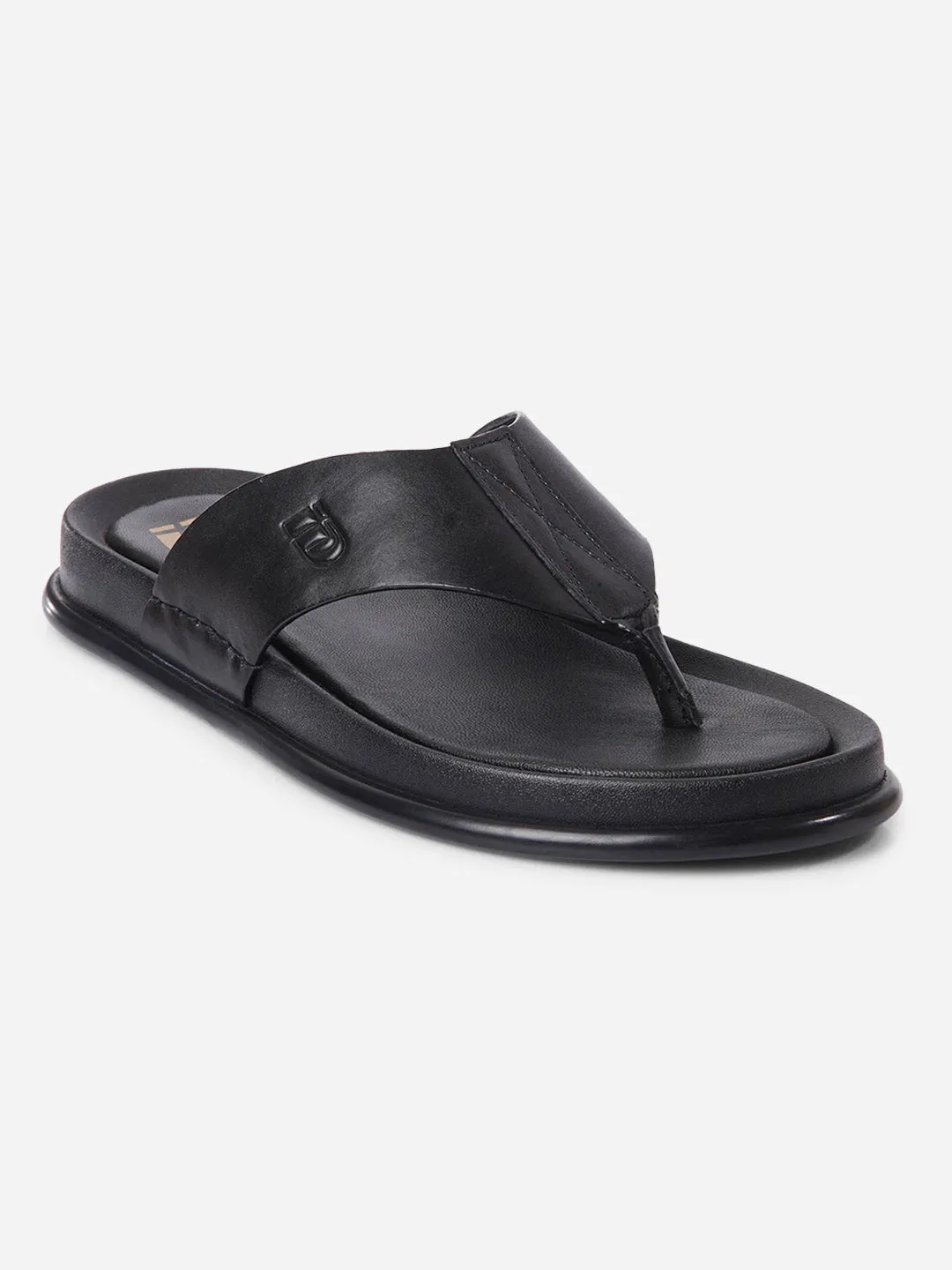 Durable Build Airport Travel Play Hard Men's Black Thong Sandal (ID4268)