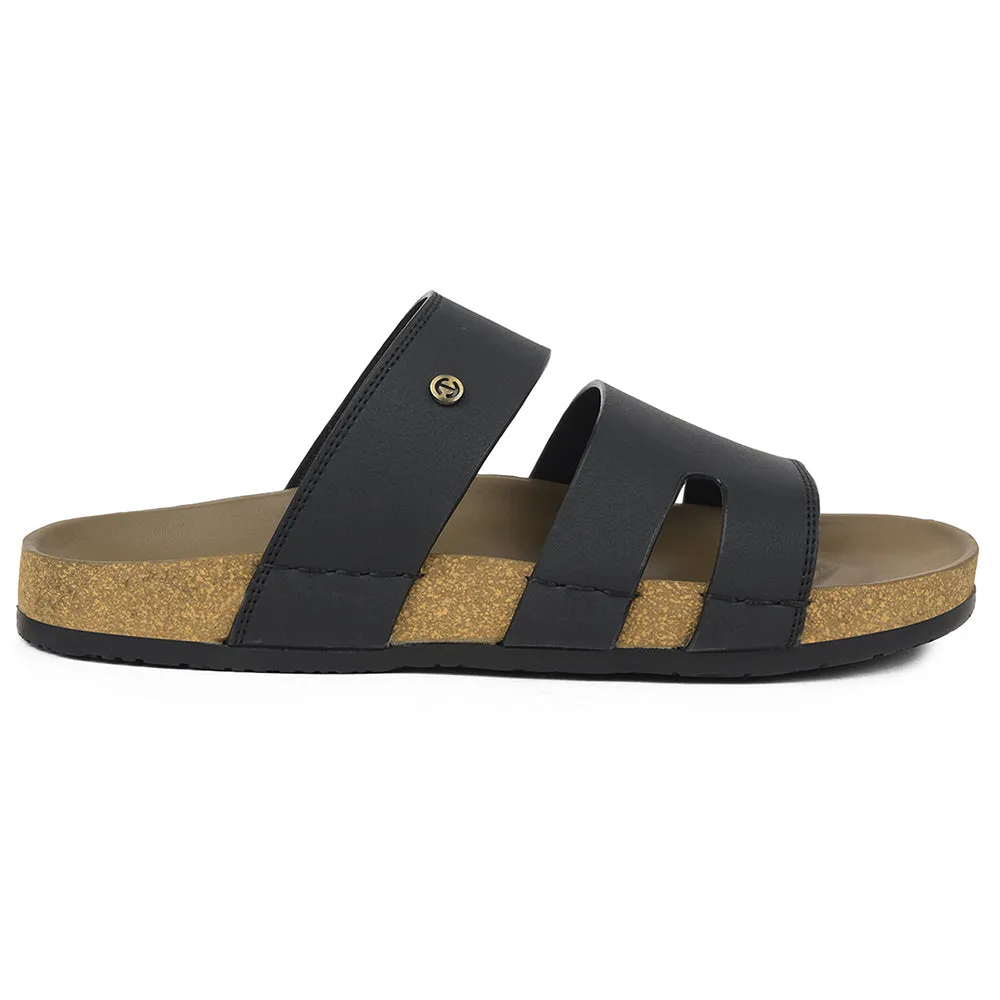 Healers Black Casual Slipper For Mens AOL-5 By Liberty Breathable Daily Walk Easy Flow