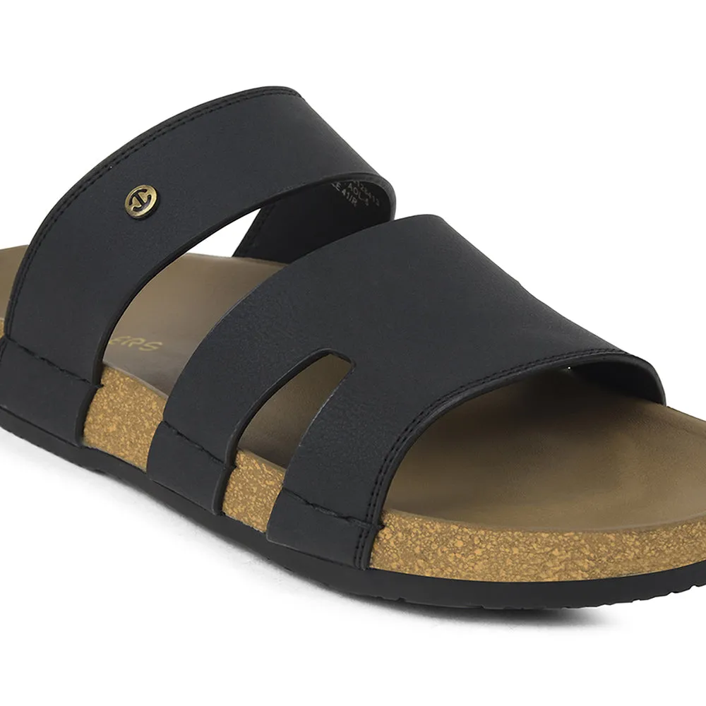 Healers Black Casual Slipper For Mens AOL-5 By Liberty Walking Soft Interior