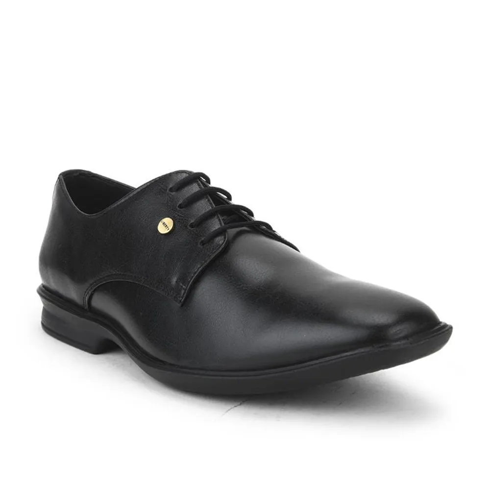 Fortune Black Formal Lace Up Derby Shoes For Men LUCIO-201 By Liberty Decorative Stitch