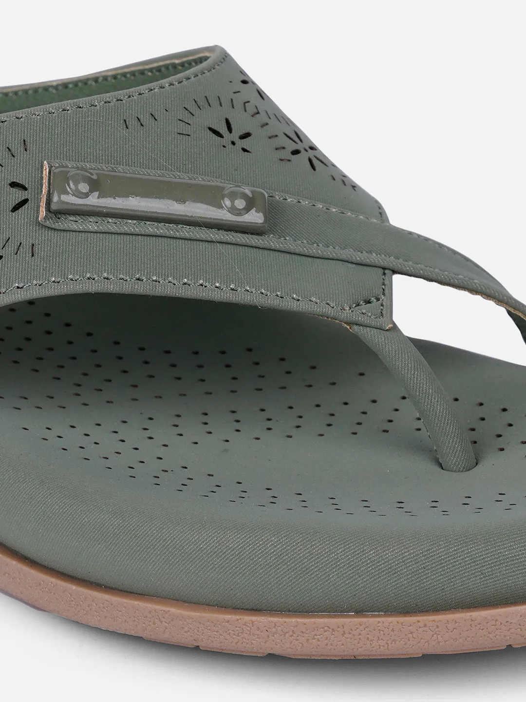 Women's Olive Thong Sandals (IU6009) soft feel