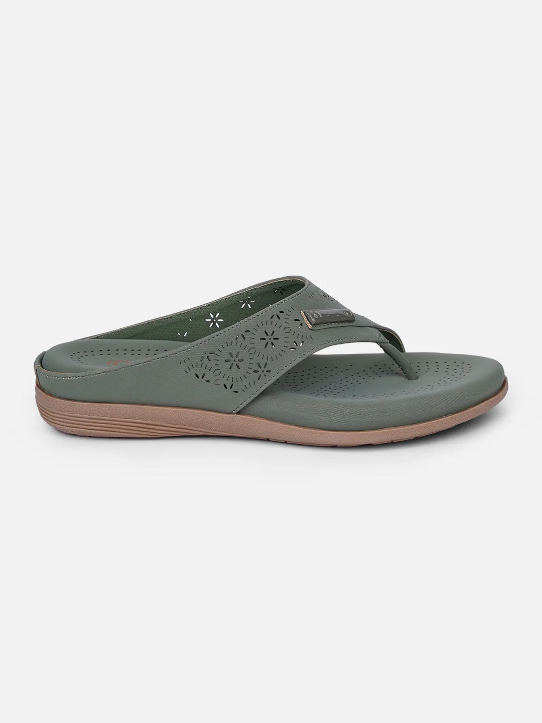 Women's Olive Thong Sandals (IU6009) Comfort In Motion Soft Cushioning