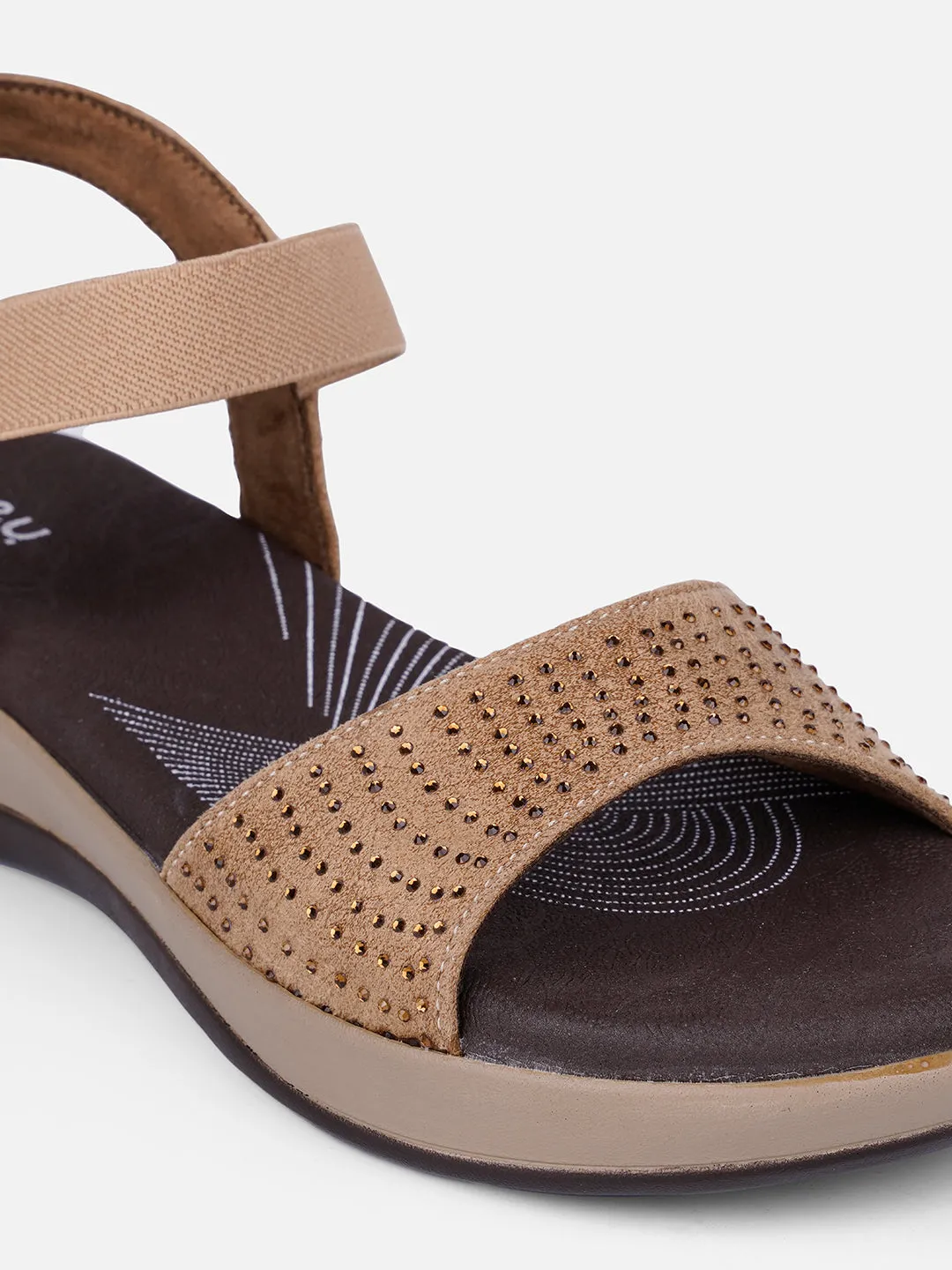 Women's Beige Slingback Strap Sandals (IU6001) Effortless Fit Footwear Durable Sling