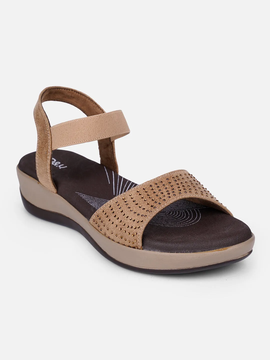 Women's Beige Slingback Strap Sandals (IU6001) Multi Functional