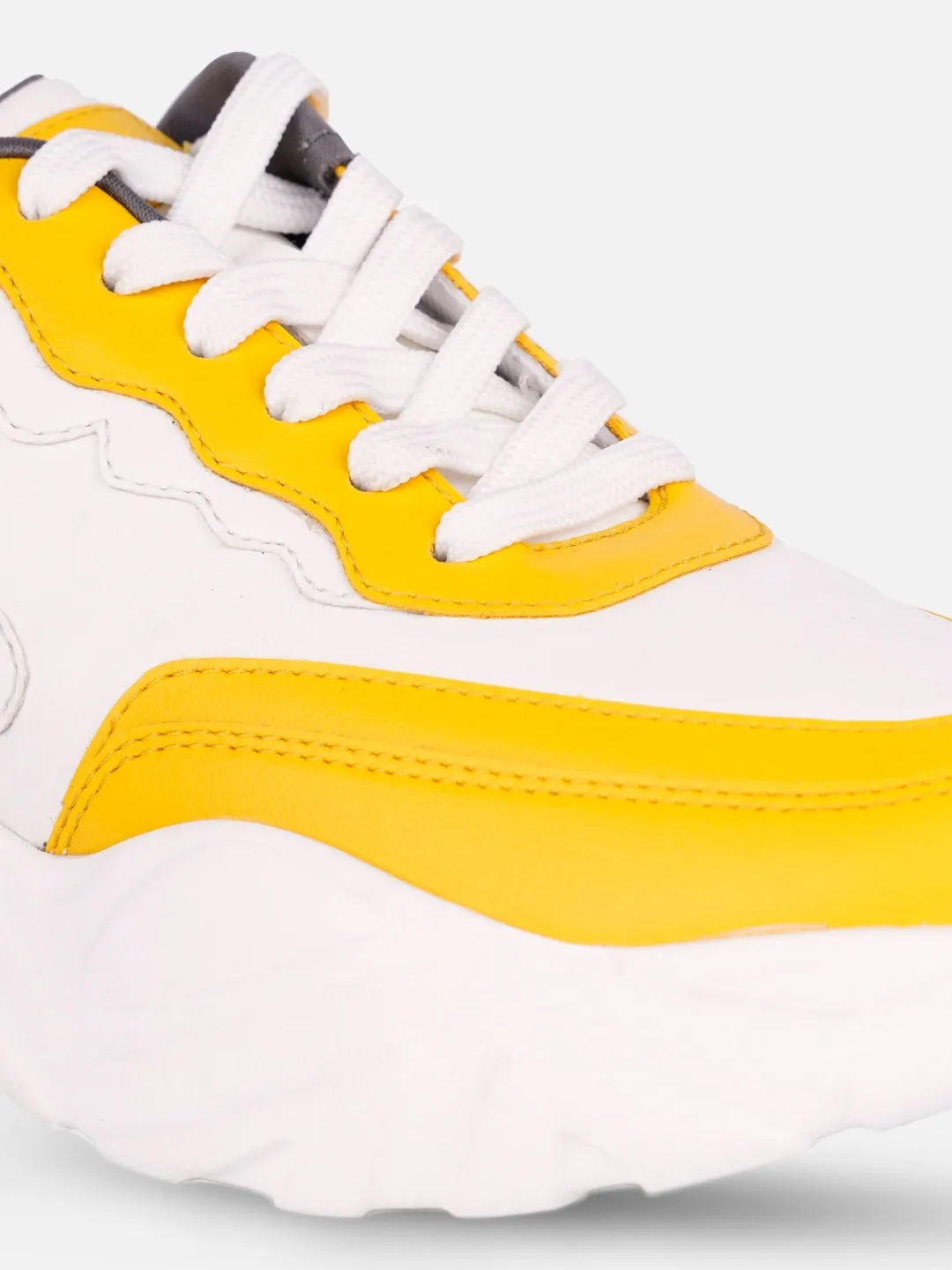 Women's White/Yellow All Seasons Wearing Sneakers (IU1002) Signature Style