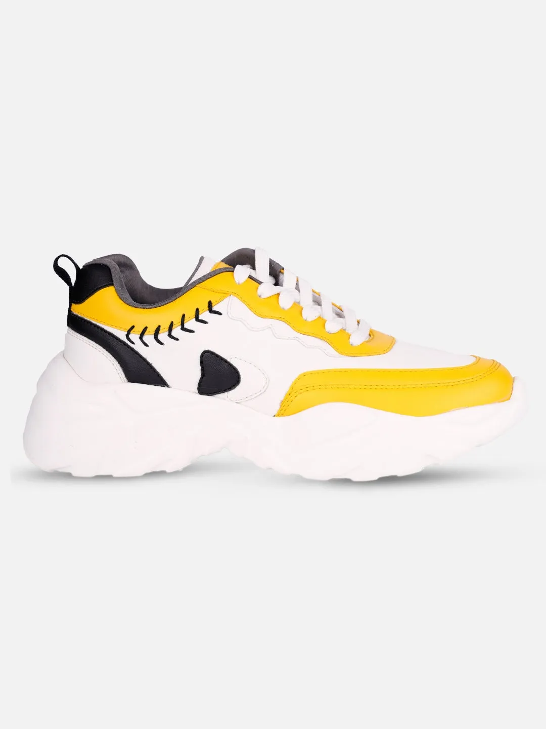 Women's White/Yellow All Seasons Wearing Sneakers (IU1002) Smooth Siding Thermoregulating Insulation
