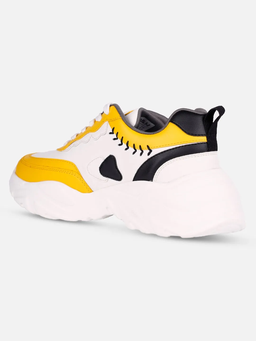 Women's White/Yellow All Seasons Wearing Sneakers (IU1002) Ready For Action
