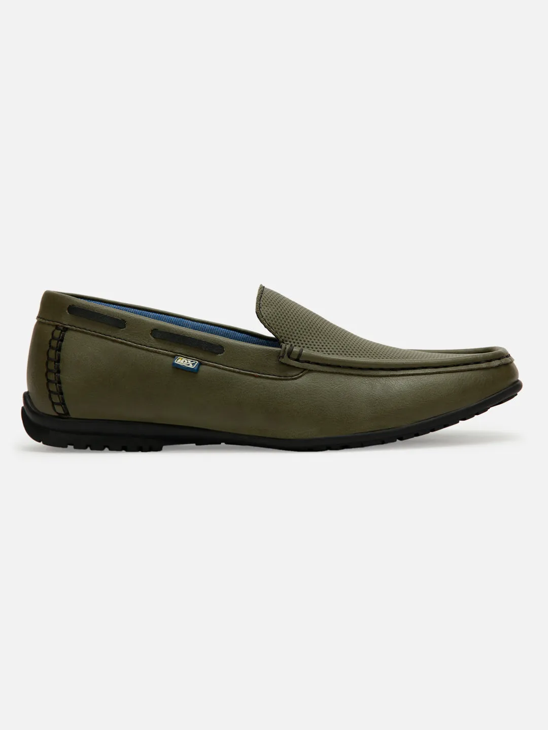 Slip On Men's Olive Moc Toe Casual Loafer (IX1014)