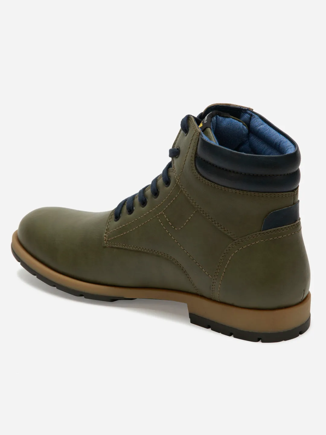Supportive Core Active People Ultra Light Hiking Trails Men's Olive Round Toe High Top Boot (IX1022)
