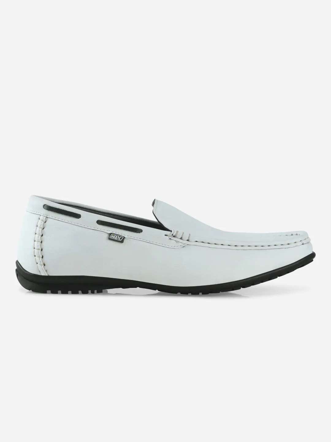 Elegant Mood Men's White Moc Toe Casual Loafer (IX1014)