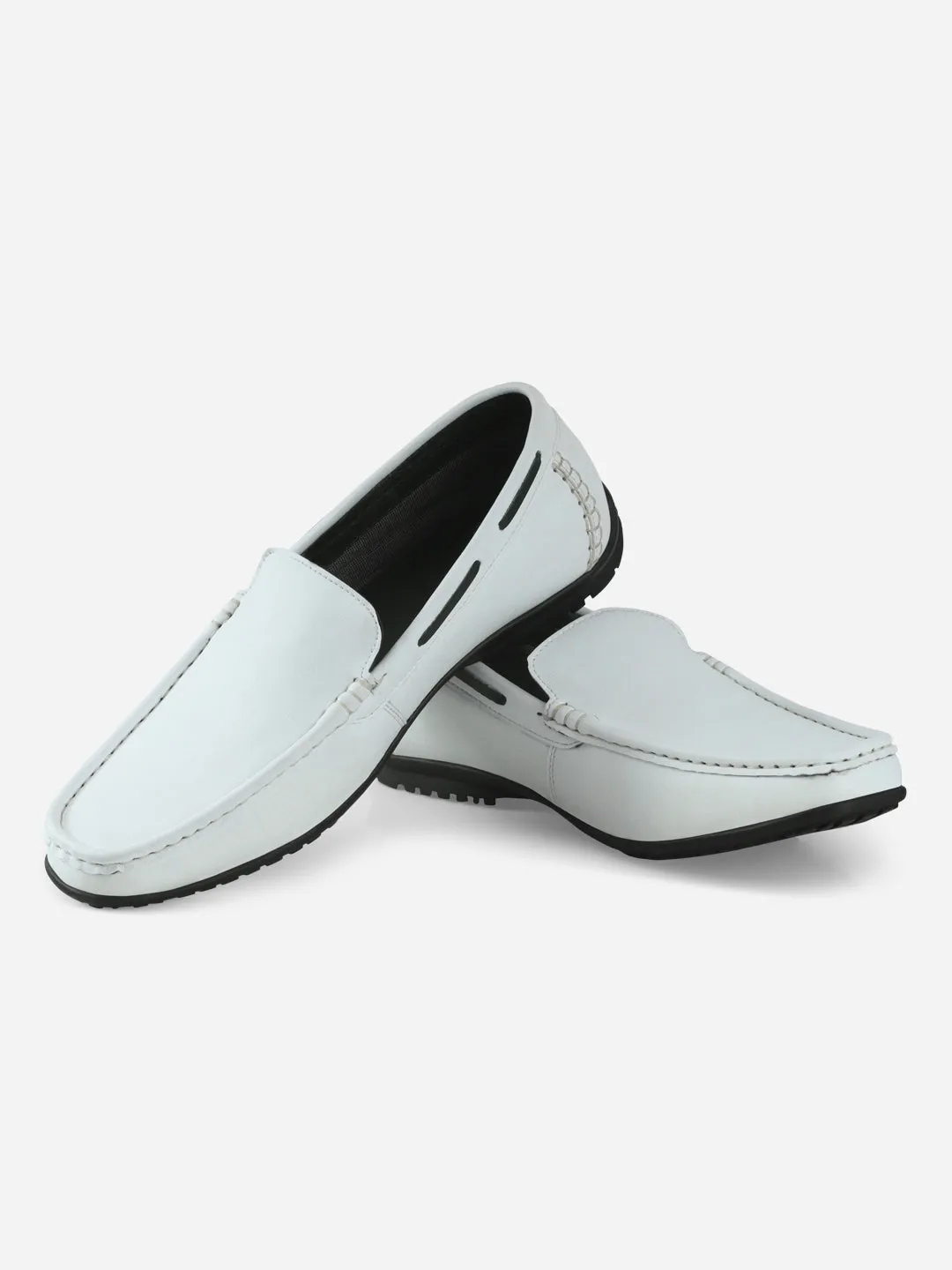 Mono Style Men's White Moc Toe Casual Loafer (IX1014)