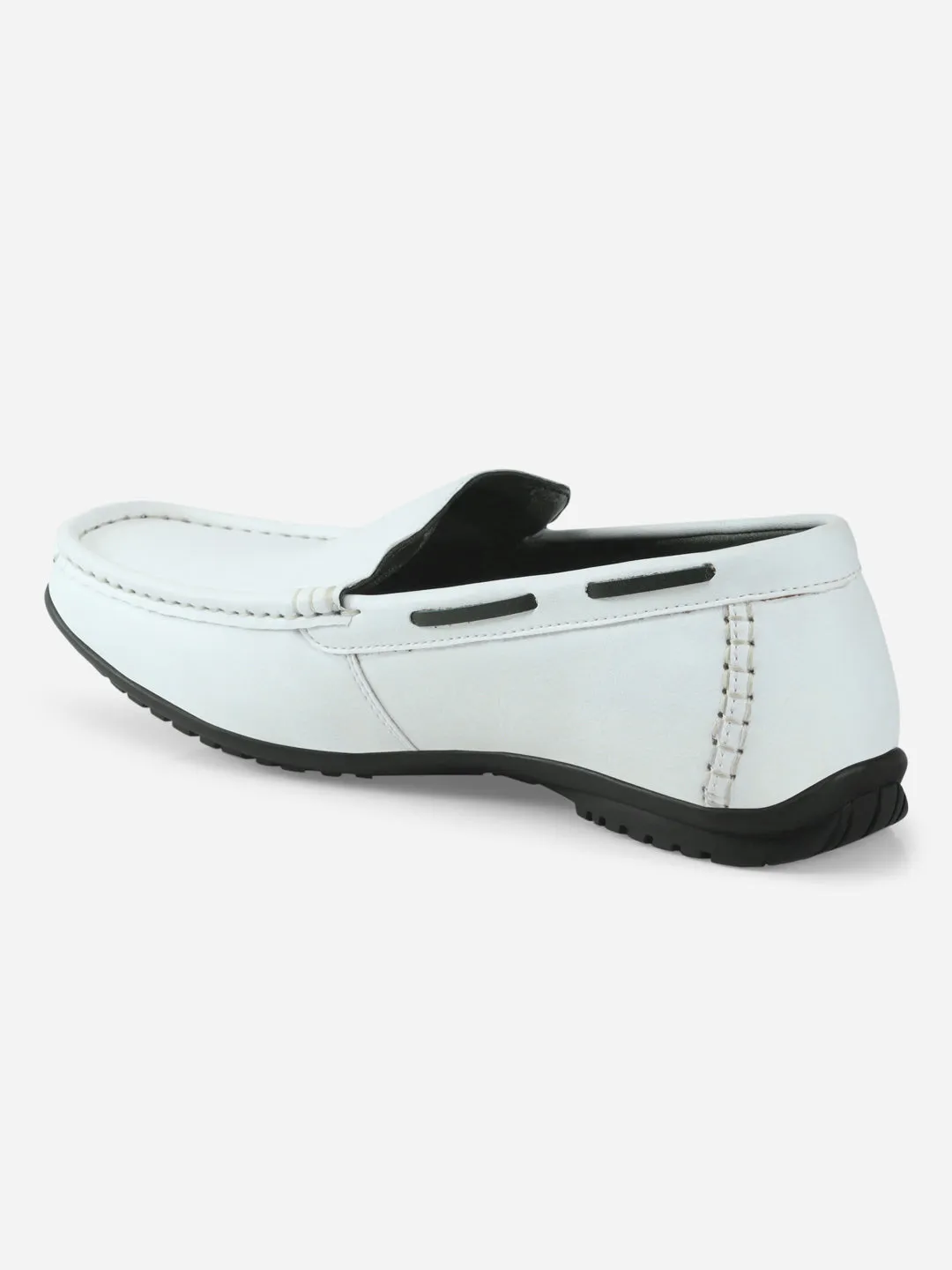 Men's White Moc Toe Casual Loafer (IX1014) Comfortable Insole