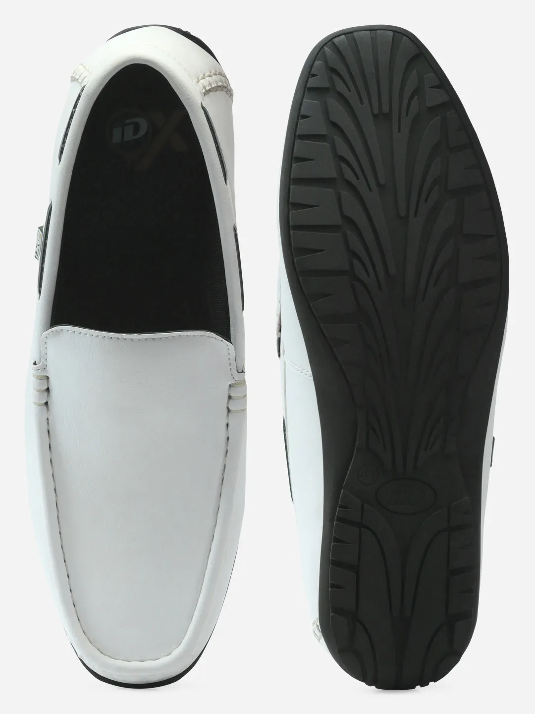 Men's White Moc Toe Casual Loafer (IX1014) Ventilated Mesh Cold Weather Moon Walk