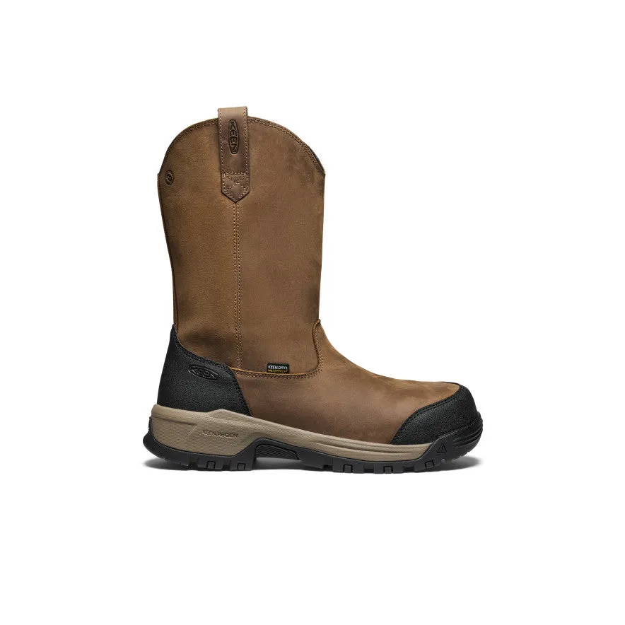 Men's Evanston Pull-On Waterproof Boot (Carbon Toe)  |  Bison/Black Quick Slip-On Sandals Abrasion resistant