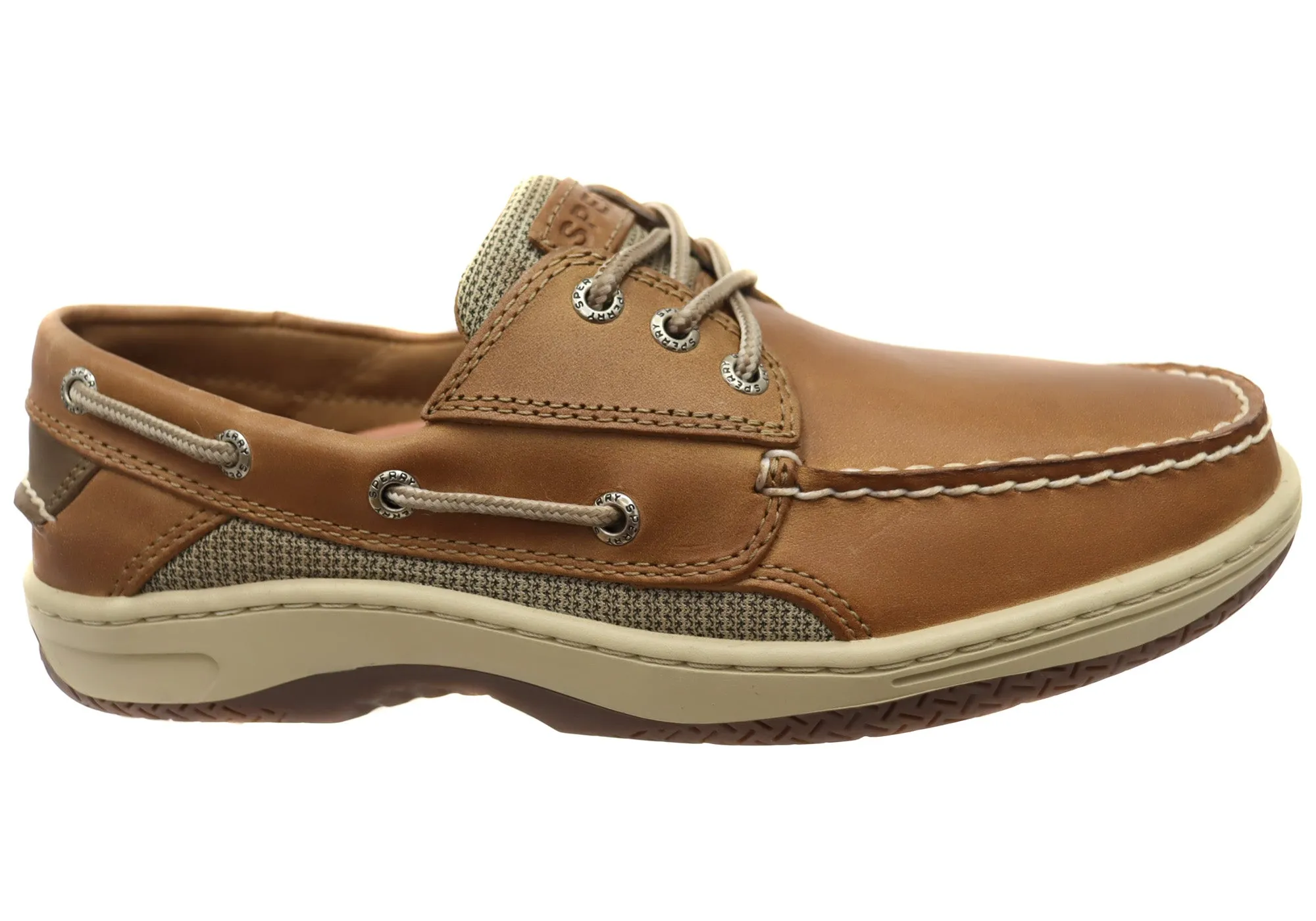 Sperry Mens Billfish Comfortable Wide Width Leather Boat Shoes Lean Design Rubber Sole