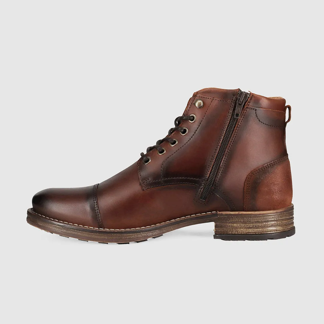 Festival Vibe Scotia Lace Up Boots Burnished Brown