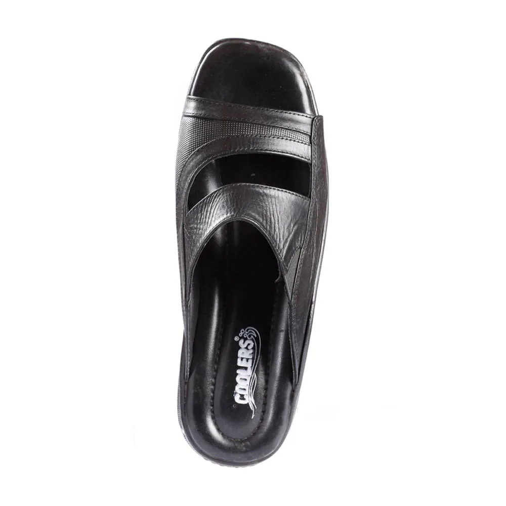 Coolers Casual Black Slippers For Men 2050-06 By Liberty Versatile Shoes Refined Line