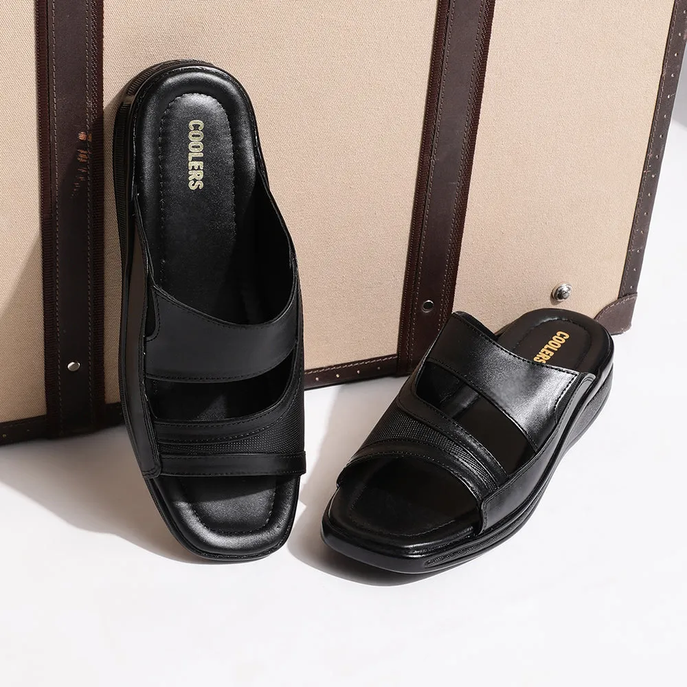 Coolers Casual Black Slippers For Men 2050-06 By Liberty Wardrobe Base Foam Base