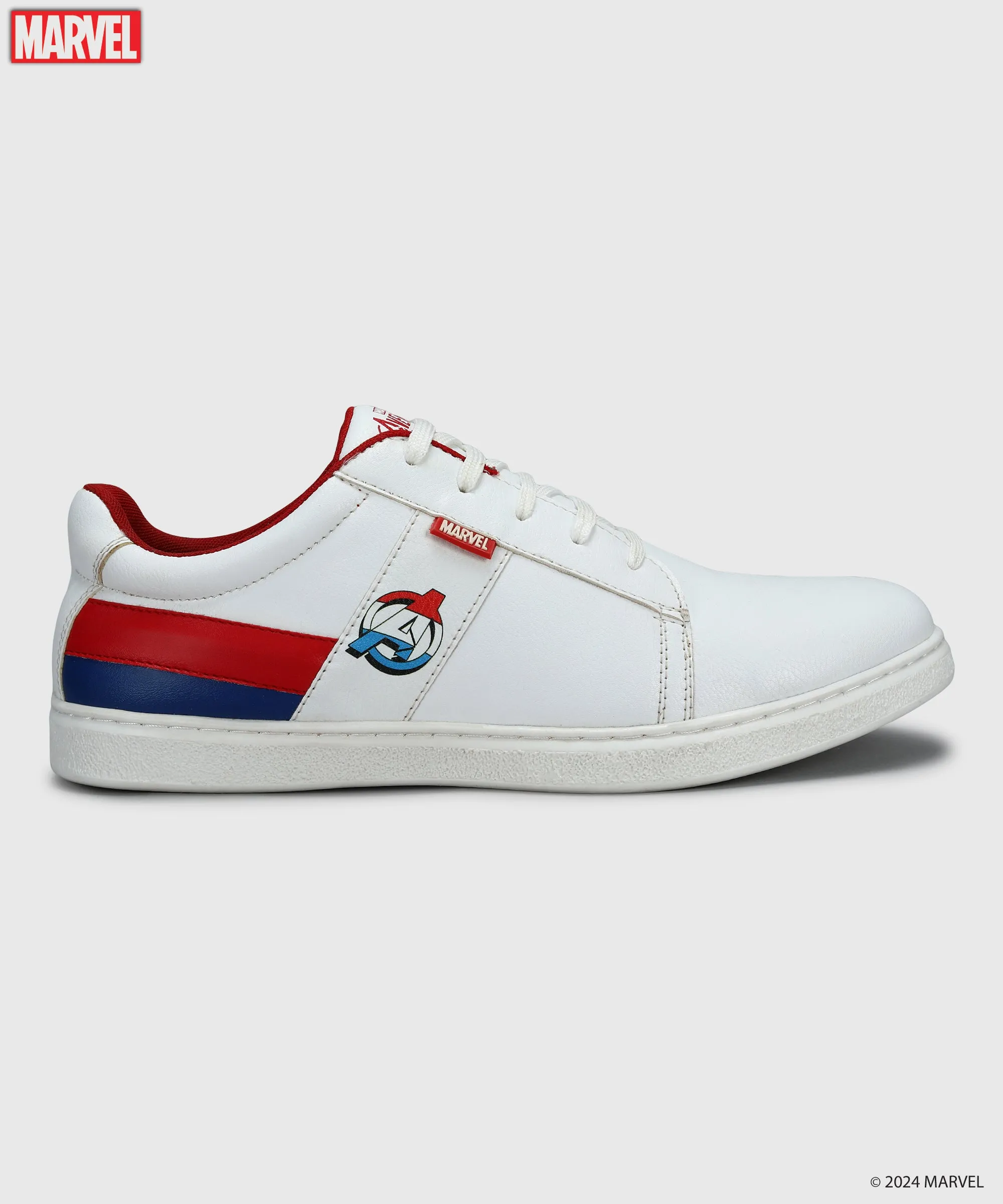Marvel Men's White Casual Sneakers | Cushioned & Lace up Outdoor Style Sweat Resistant Frequent Travelers
