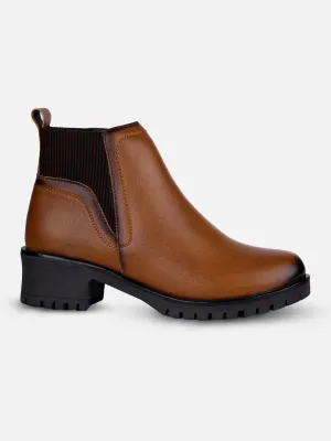 Western Style Mud Resistant Work Commute Women's Brown Ankle Boots (IU5002)