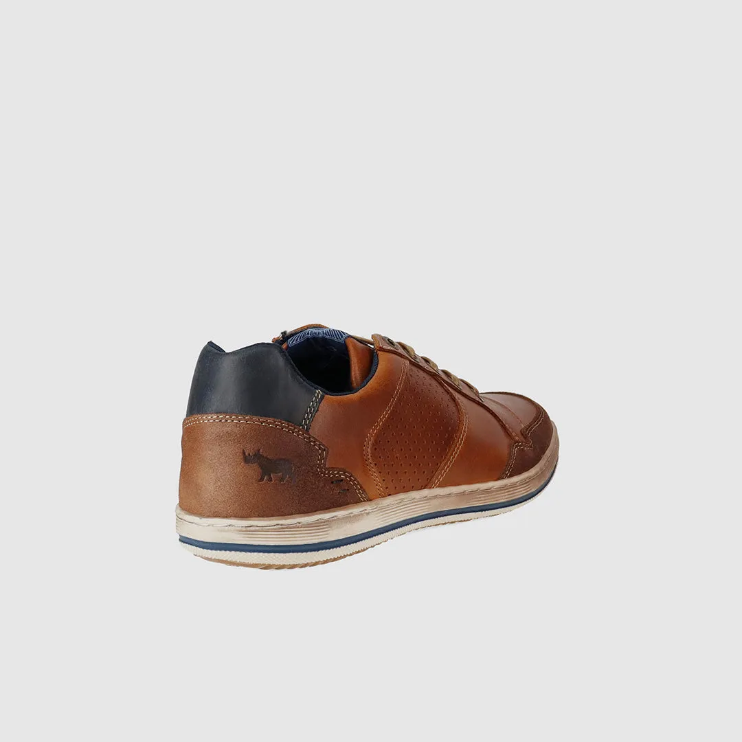 RubberOutsole Crest Casual Shoes Tan Streamlined Shape Low Heel