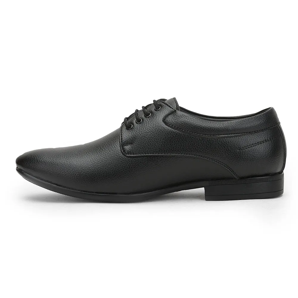 Fortune (Black) Formal Lace Up Derby Shoes For Men HOL-110 By Liberty Embossed Patterns Full Grain Leather