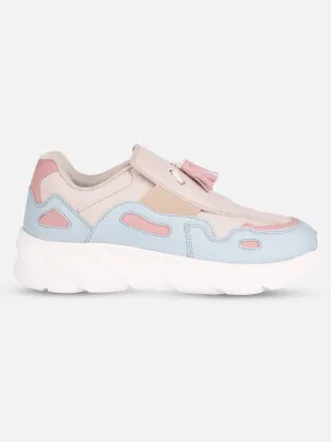 workout mode Cushioned Insole Women's Beige/Bkue All Seasons Wearing Sneakers (IU1004)