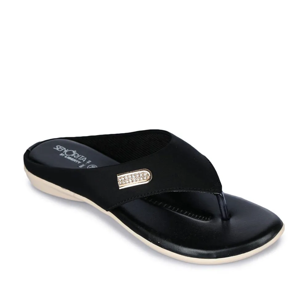 Senorita Casual (Black) Slippers For Women MK-09 By Liberty Work Ready