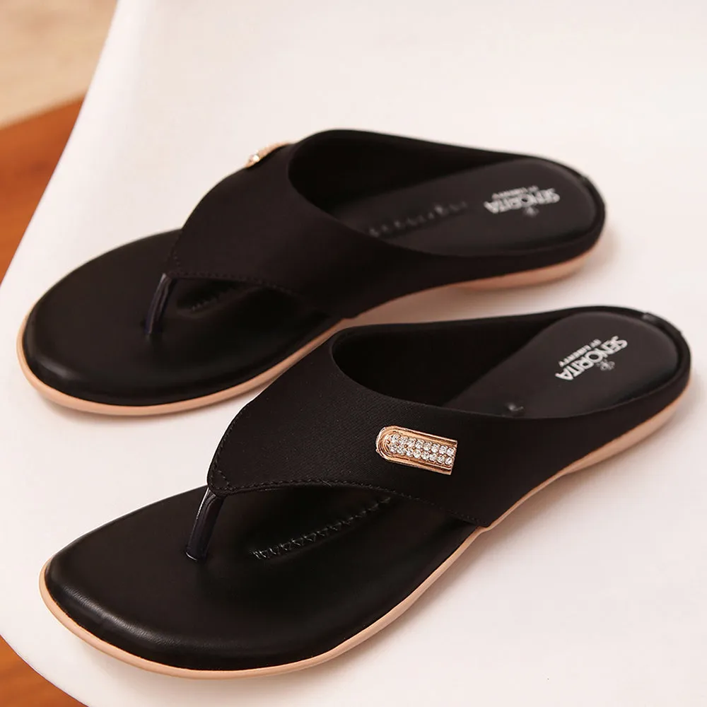 Senorita Casual (Black) Slippers For Women MK-09 By Liberty Bright tone Icon Walk