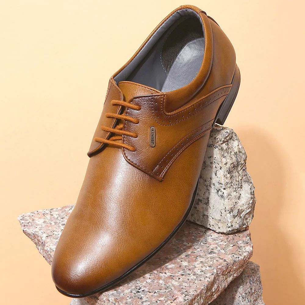 Exclusive Model Fortune (Tan) Derby Shoes For Men A13-03 By Liberty