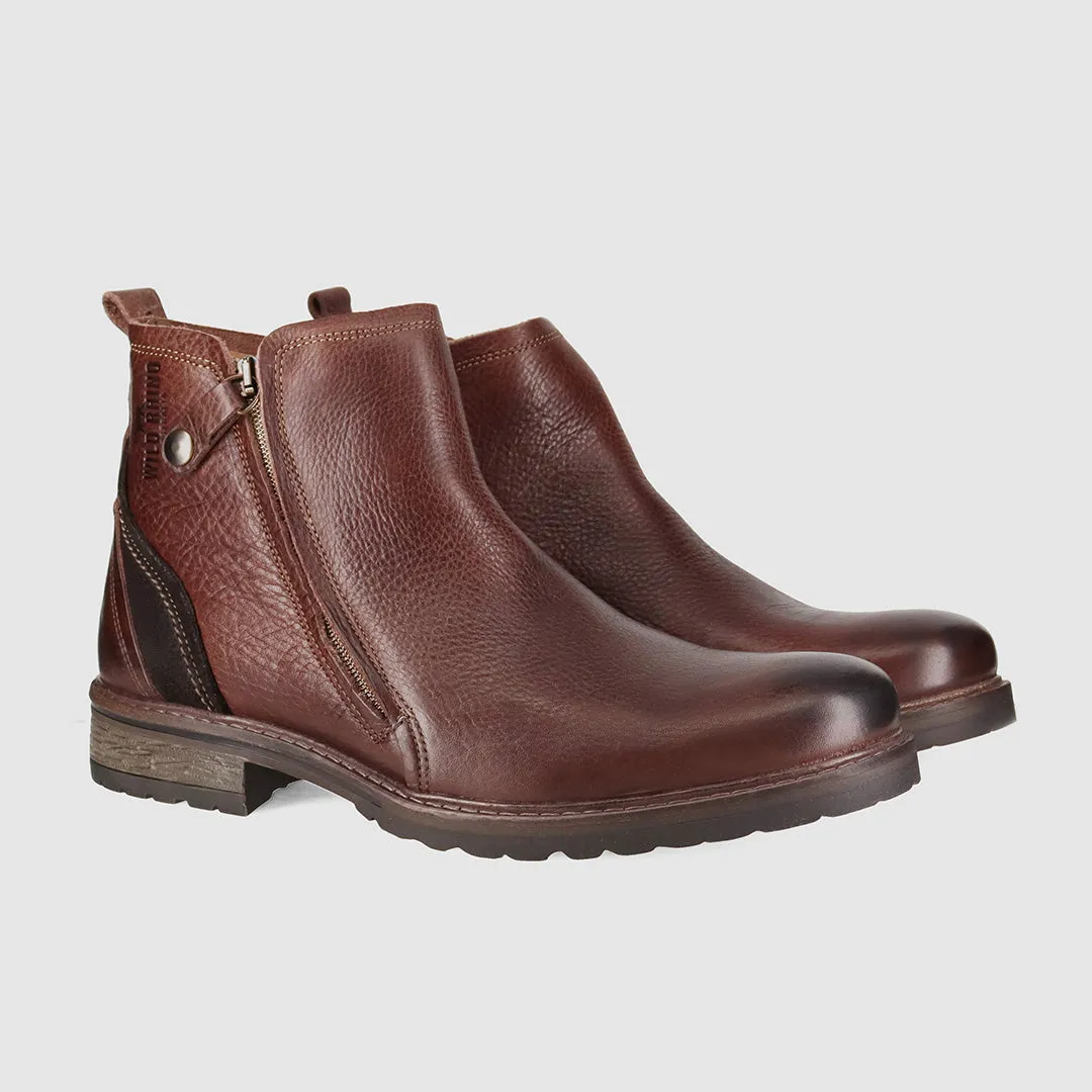 Hunter Zip Up Boots Dark Brown Grippy Outsole Mountain Hike